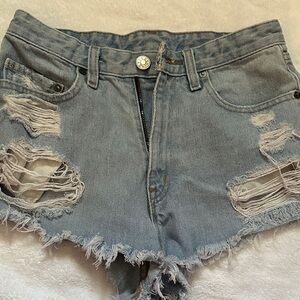BDG Distressed Light Denim Jean Shorts